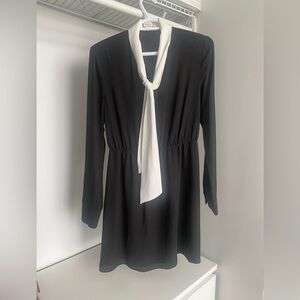 Black dress with white tie